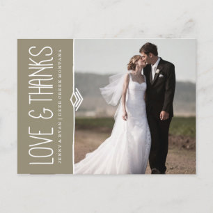MODERN WEDDING THANK YOU POST CARD