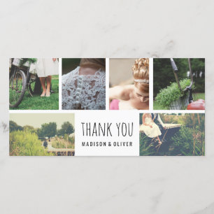 Modern Wedding Thank You Six Photo Collage Card