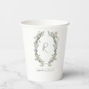 Modern Wedding Toast Custom Reception Bar Monogram Paper Cups