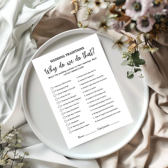 Modern Wedding tradition bridal shower Game card (Creator Uploaded)