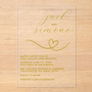 Modern Wedding   Trendy Invites   Dark Yellow Acrylic Invitations