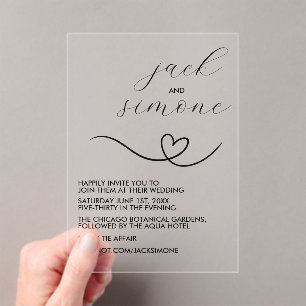 Modern Wedding Trendy Invites Minimal Black Acrylic Invitations