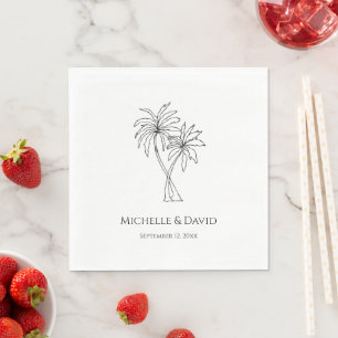 Modern Wedding Tropical Palm Trees Elegant Napkin
