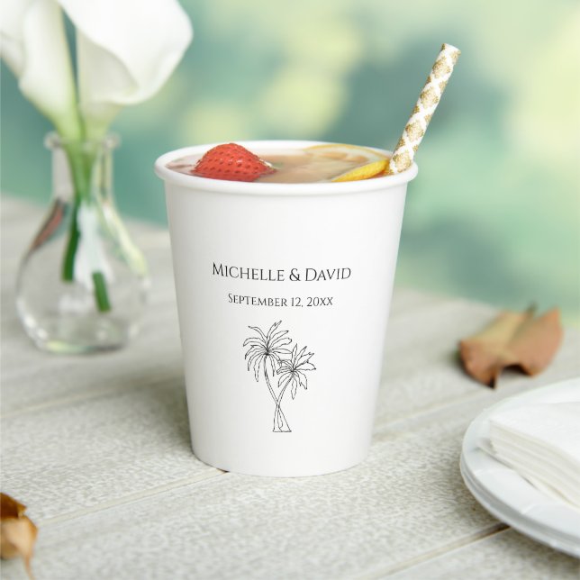 Modern Wedding Tropical Palm Trees Elegant Paper Cups (Insitu)