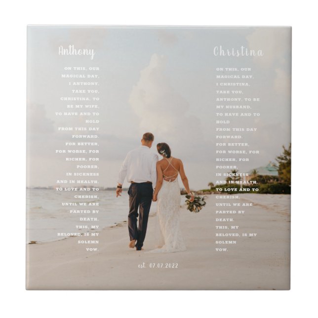 Modern Wedding Vow Art Gift Ceramic Tile (Front)