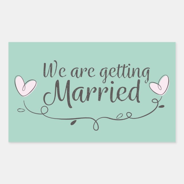 Modern Wedding We Are Getting Married Doodle Rectangular Sticker (Front)