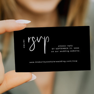 Modern wedding website online rsvp black enclosure card