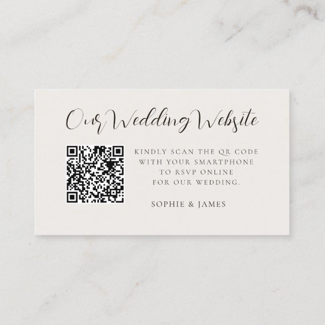Modern Wedding Website QR Code RSVP Enclosure Card (Back)