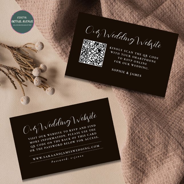 Modern Wedding Website QR Code RSVP Enclosure Card (Creator Uploaded)