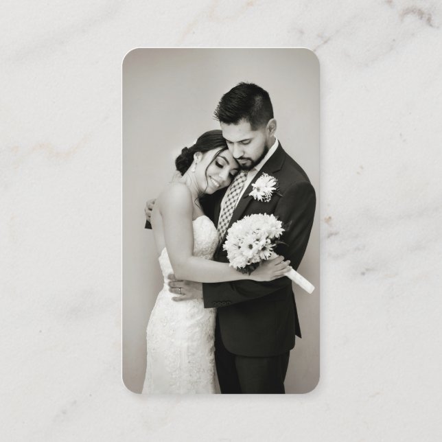 Modern Wedding Website QR RSVP Photo Enclosure Business Card (Back)