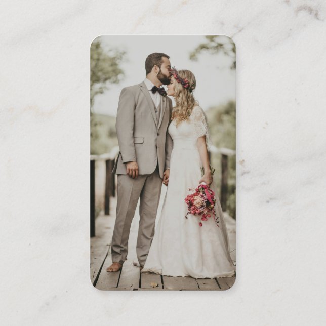 Modern Wedding Website QR RSVP Photo Enclosure Business Card (Back)
