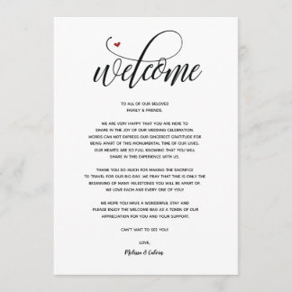 Modern Wedding Welcome and Itinerary card