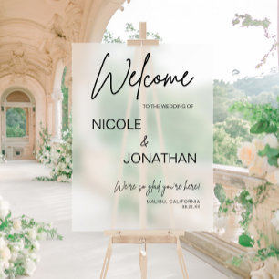 Modern Wedding Welcome Frosted Acrylic Sign