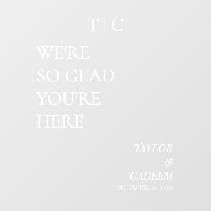 Modern wedding welcome sign mirror decal