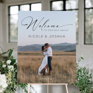 Modern Wedding Welcome Sign Poster with Photo