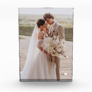 Modern Wedding White Heart Keepsake Photo Block