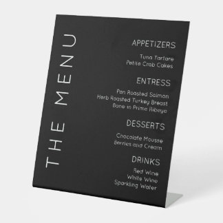 Modern WeddingMenu Sign, Black and White Menu Sign