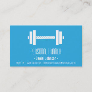 Modern Weights Fitness Personal Trainer Blue Business Card