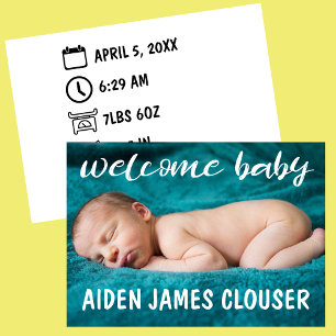Modern Welcome Baby Birth Announcement