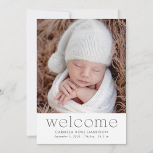 Modern Welcome Baby Photo Birth Announcement