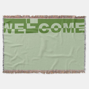 Modern WELCOME Banner + your backgr. & ideas Throw Blanket