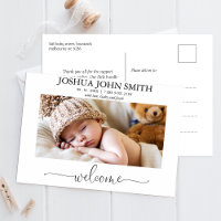 Modern Welcome Calligraphy Birth Announcement