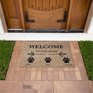 Modern Welcome Family Name Pet Name New Home Doormat