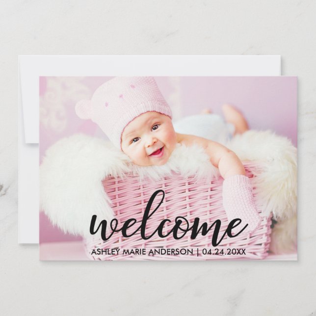 Modern Welcome New Baby Announcement (Front)
