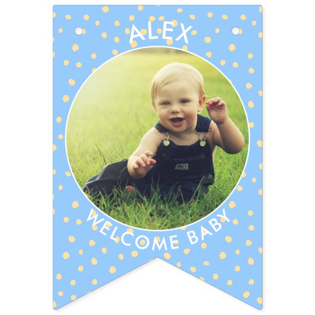 Modern Welcome New Baby Boy Girl Newborn photo Bunting (Twelfth Flag)