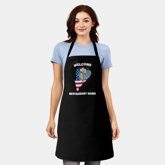 Modern welcome oyster Maine restaurant custom name Apron (Worn)