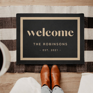 Modern Welcome   Personalised Doormat