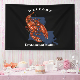 Modern welcome red crayfish Louisiana custom name Banner