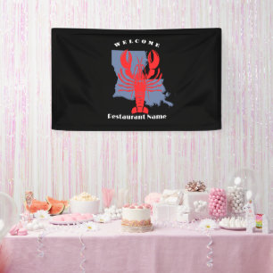Modern welcome red crayfish Louisiana custom name Banner