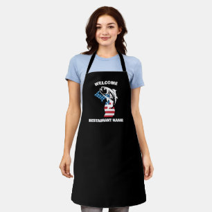Modern welcome salmon Michigan map flag USA name Apron
