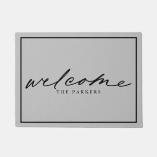 Modern Welcome script custom design Doormat