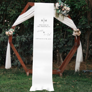 Modern Welcome To Our Wedding Fabric Sign  Medium Table Runner