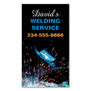 Modern Welding Service and Metal Fabrication Photo Magnetic Business Card