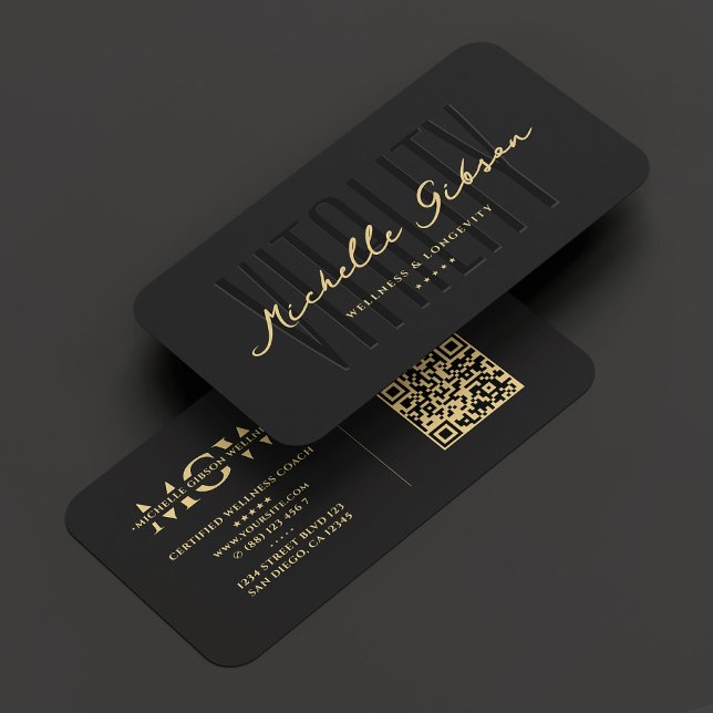 Modern Wellness Coach Dietician Black Business Card (Modern Wellness Coach Dietitian Black Business Card
)
