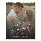 Modern We're Engaged Engagement Photo Welcome
