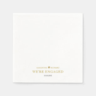Modern Were Engaged Gold Heart Engagement Party Napkin
