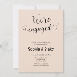 Modern We're Engaged P. Champagne Engagement Party Invitation