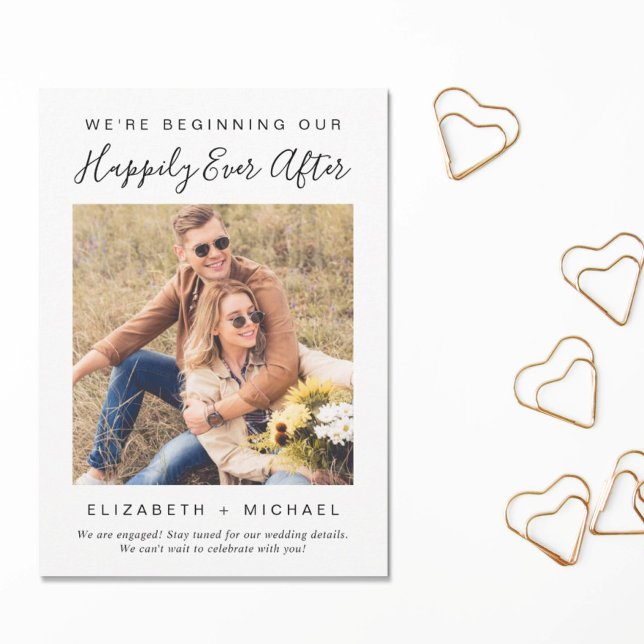 Modern We're Engaged Photo Engagement Announcement (Creator Uploaded)