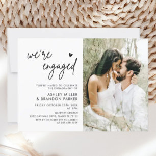 Modern We're Engaged Photo Engagement Party Invitation