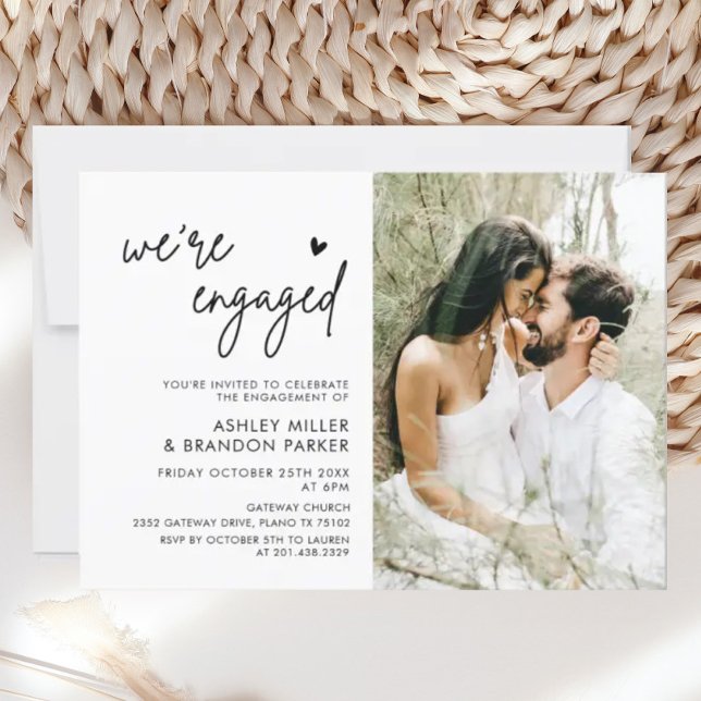 Modern We're Engaged Photo Engagement Party Invitation (Creator Uploaded)