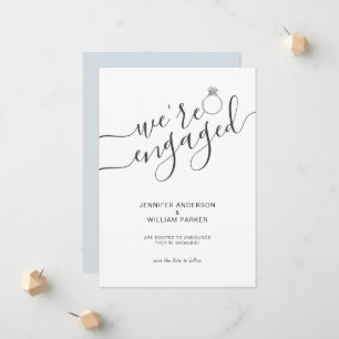 Modern We're Engaged with couples photo Engagement Announcement