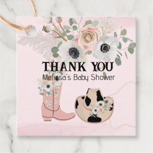 Modern Western Cowgirl Pink Boots Hat Custom Favour Tags