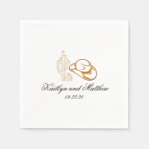 Modern Western Dark Brown Wedding Napkin