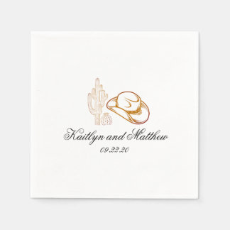 Modern Western Dark Brown Wedding Napkin