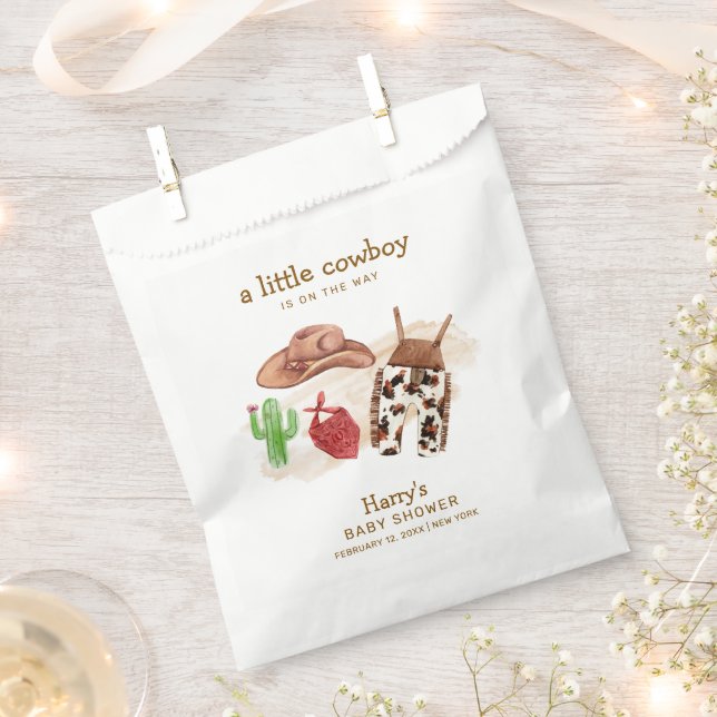 Modern Western Desert Cactus Cowboy Baby Shower  Favour Bag (Clipped)