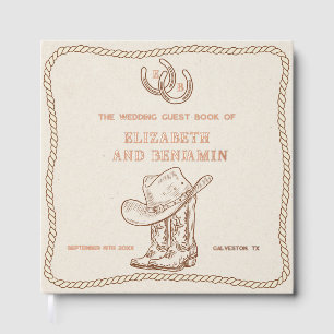 Modern Western Horseshoe Initials Cowboy Wedding Guest Book